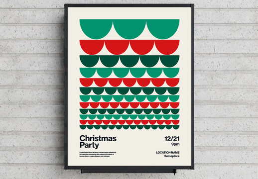 Christmas Party Poster Template with Half Circle Row Pattern