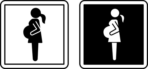 Obstetrics and Gynecology Signs. Black and White Vector Icons. Pregnant Woman, Reproductive Health. Hospital Department Sign