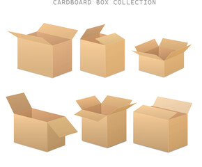 Cardboard Collection boxes vector art illustration 3d