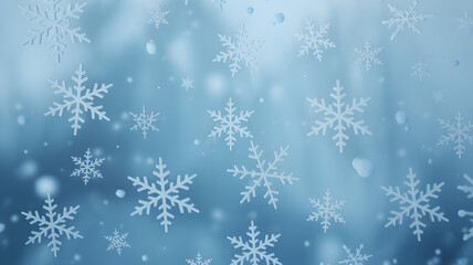 Light Blue Snowflake Background with Frosty Winter Effect