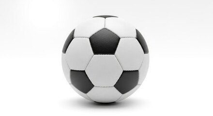 Obraz premium Classic black and white soccer ball isolated on a clean white background, ready for play.