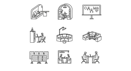 agile workspace design illustrating team collaboration brainstorming sessions and focused work zones in modern office ideal for workplace transformation