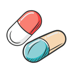 Vector illustration of two medical pills or capsules scalable icon