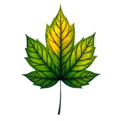 Stained Glass Mosaic Leaf and Ecology Concept Illustration Isolated on White Background 