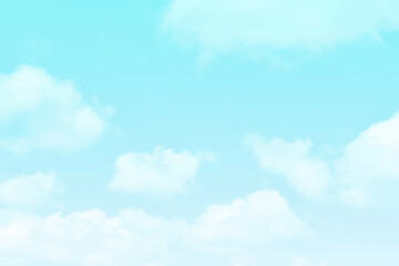 Blue pastel sky with white fluffy cloud. Cumulus clouds background. Cloudscape morning sky. The concepts of freedom of life, never give up and positive though energy.