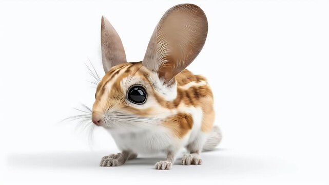 Adorable Jerboa Posing Against White Background, Close-Up.