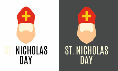 Happy Saint Nicholas Day. Holiday poster. Suitable for backgrounds, banners, cards, and posters with inscriptions. Vector illustration.