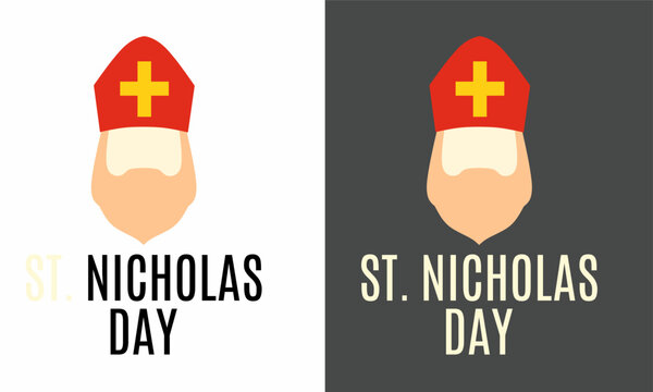 Happy Saint Nicholas Day. Holiday poster. Suitable for backgrounds, banners, cards, and posters with inscriptions. Vector illustration.