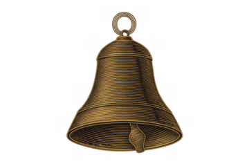 Vintage bell illustration representing sound, alert, call, alarm, and notification, on transparent background