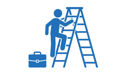 A person climbing a ladder with a briefcase a striking silhouette