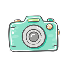 Cute mint green camera vector illustration for photography graphics