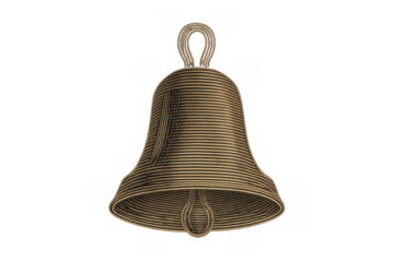 Vintage bell drawing creating a sepia effect on an antique musical and religious celebration symbol