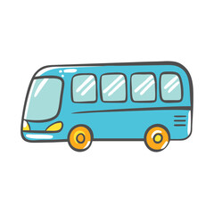 Cute blue bus vector illustration for transportation graphics