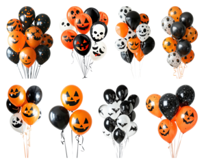 Halloween-themed balloon decorations.