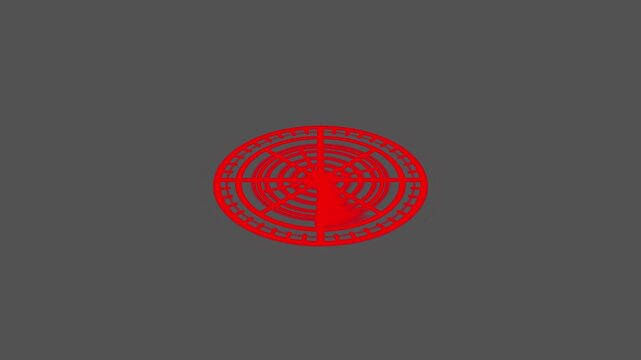 Animated Red   radar screen rotating scan with blip target tracking for security surveillance. Motion graphics animation of Red   radar screen with rotating scan for security and