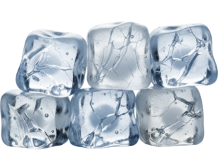 Six frozen ice cubes on a transparent background PNG image PNG file perfect for new year drinks