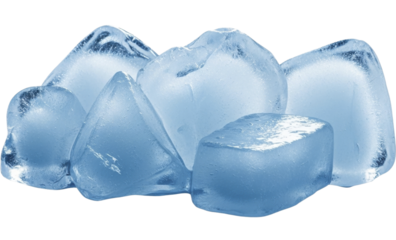 Clear blue ice cubes, transparent background PNG image, frozen water, isolated PNG file