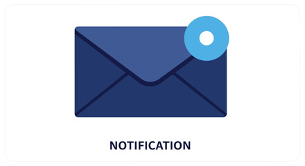 Blue envelope with notification symbol a flat vector illustration silhouette