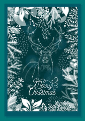 Luxury Christmas and Happy New Year holiday cover template. Design for postcard, greeting, wallpaper, poster. Not AI. Vector illustration.