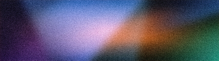 Obraz premium Vibrant and colorful gradient with grainy texture blending violet, blue, orange, and green hues, creating a futuristic background
