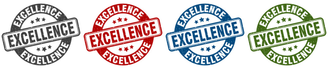 excellence stamp. excellence round stamp set isolated on white background