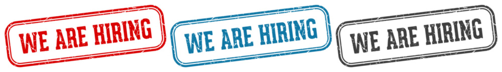 we are hiring stamp. we are hiring rectangular stamp set isolated on white background