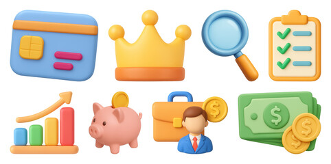 Colorful 3D business icons