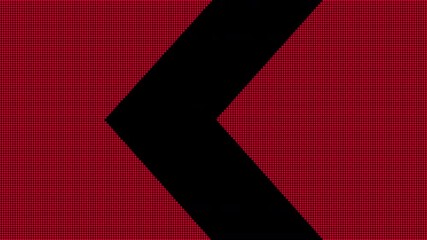 left turn chevron arrow, construction or road safety markings down arrows on a horizontal video digital LED signage LCD display board 4K animation with digital scoreboard texture effect - Powered by Adobe