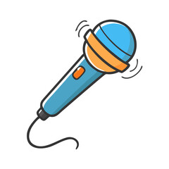 Vibrant blue and orange microphone vector illustration icon