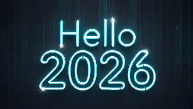 Neon Glow: Hello 2026 Futuristic Greeting