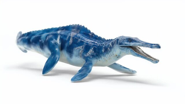 Blue Dinosaur Toy on White Background Isolated.