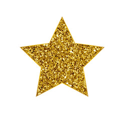 Golden Glitter Star PNG, Sparkling Shiny Gold Star Clipart for Awards, Celebration, Decoration, and Design Projects