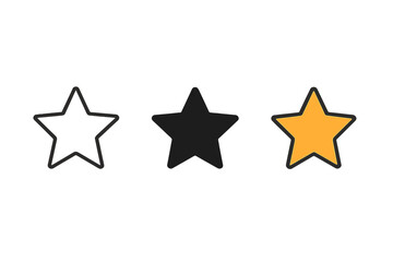Obraz premium Minimalist Like Stars. Minimalist like star icon: three identical stars representing likes in a row, first in line style with thin