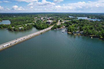 Interstate 77 crosses Lake Norman near Davidon, North Carolina