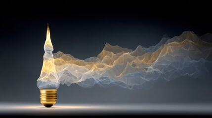 Lightbulb with abstract energy wave emanating from it.