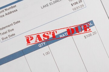 Past due stamp on a bill statement