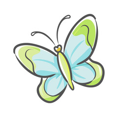 Scalable vector illustration of a beautiful light blue and yellow butterfly