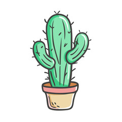 Adorable vector cactus illustration in pot scalable graphic