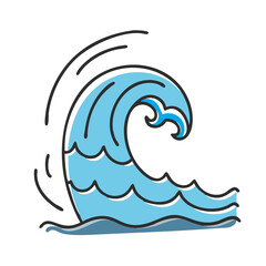 Stylized ocean wave vector illustration for nautical designs