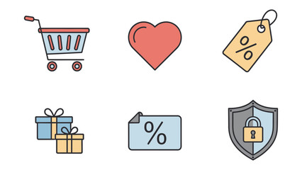  E-commerce and Online Shopping Cart Vector Icons .