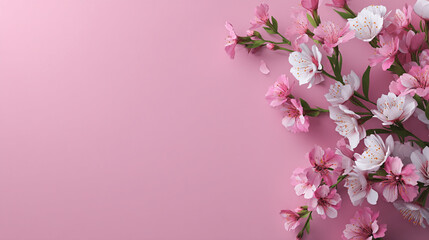 Beautiful blossoms in soft pink background showcase the elegance of spring flowers in full bloom