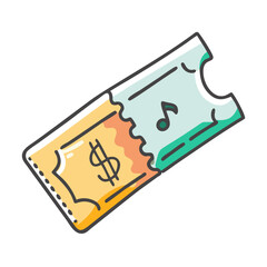 Vector illustration of a music concert ticket dollar