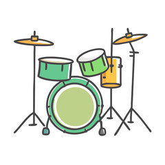 Fototapeta premium Scalable vector illustration of a colorful drum set for music graphics