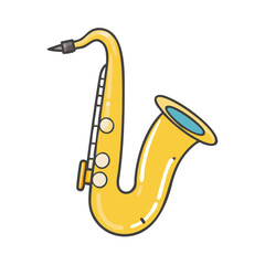 Vibrant yellow saxophone vector illustration for music and jazz themes