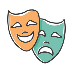 Comedy and tragedy theater masks vector illustration icon scalable eps