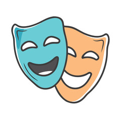 Vector illustration of classic theater comedy and tragedy masks