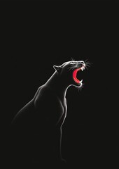 Black panther roars fiercely in the dark minimalist art - ai generated