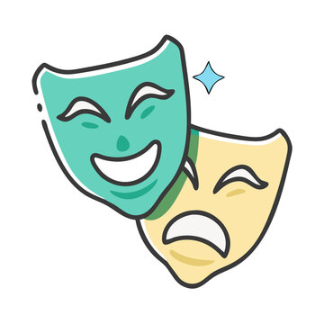 Two theater masks comedy tragedy vector illustration icon scalable