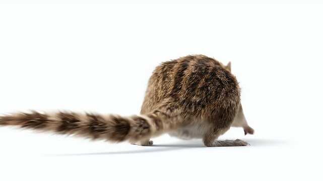 Agile Ringtail Cat Running Across White Background.