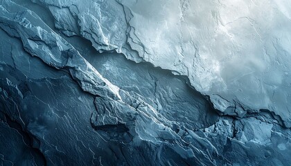 マットなスレートグレーとペールブルーのグラデーション背景 柔らかな光と石の質感